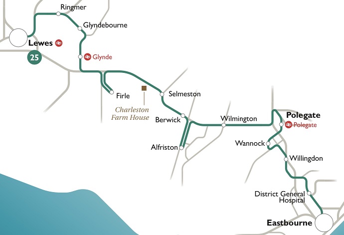 Service 25 'Bloomsbury Route' bus map