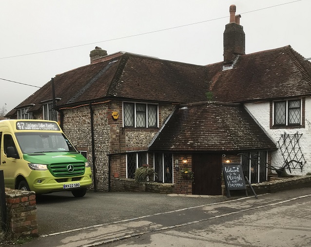 Bus at The Plough and Harrow, Litlington