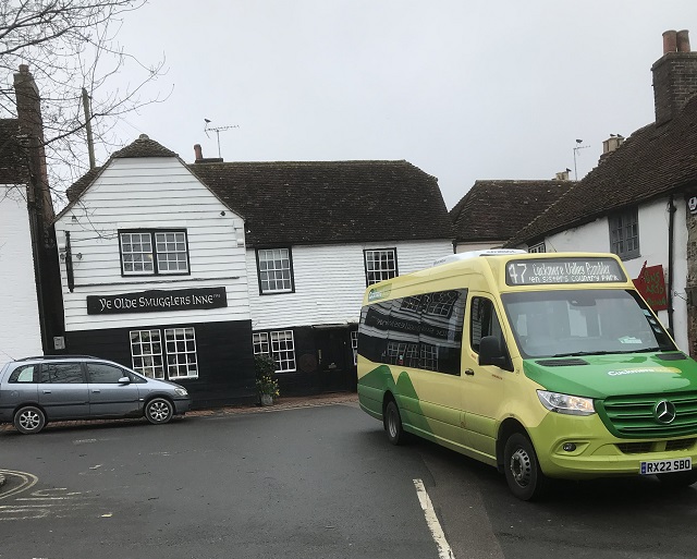 Bus at The Smugglers, Alfriston